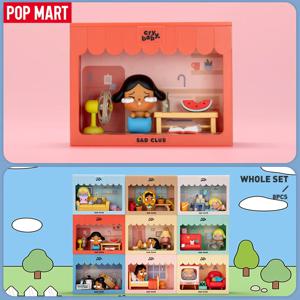 POP MART CRYBABY 슬픈 클럽 시리즈 장면 세트 Molly 1PC/8PCS POPMART 블라인드 박스 애니메이션 액션 피규어 귀여운 입상 Cry Baby