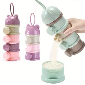 1pc 휴대용 4 레이어 우유 분말 상자, 우유 분말 용기, 식품 저장 스낵 회전 상자