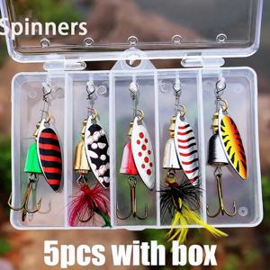 5pcs 낚시 미끼 스피너 미끼, 배스 송어 연어 하드 금속 스피너 미끼 키트 태클 상자