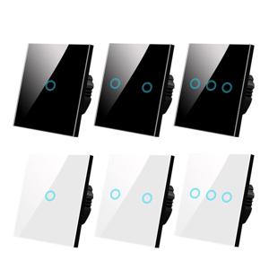 EU 터치 스위치 LED 크리스탈 유리 패널 벽 램프 전등 스위치 1/2/3 갱 AC100-240V LED 센서 스위치 Interruttore