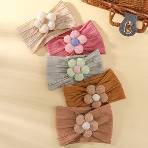 아기 레이스 헤드스카프, 신생아 여아용 꽃 머리띠, 신축성 헤어밴드, 터번, 부드러운 유아 헤어 액세서리, 1PC