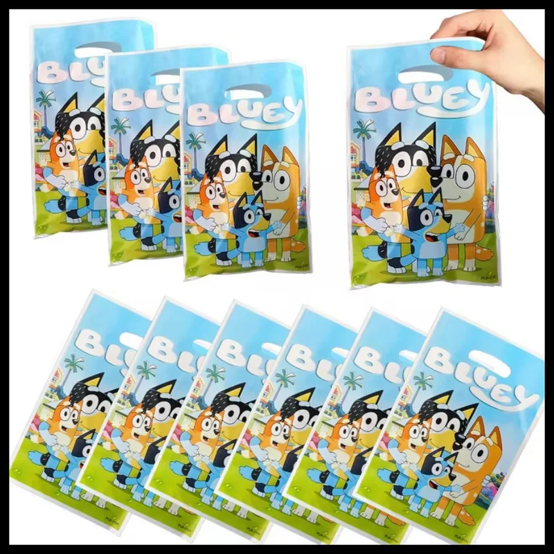 50/100pcs 새로운 만화 Bluey 개 선물 가방 귀여운 빙고 간식 구운 자체 밀봉 비닐 봉투 생일 선물 포장 핸드백