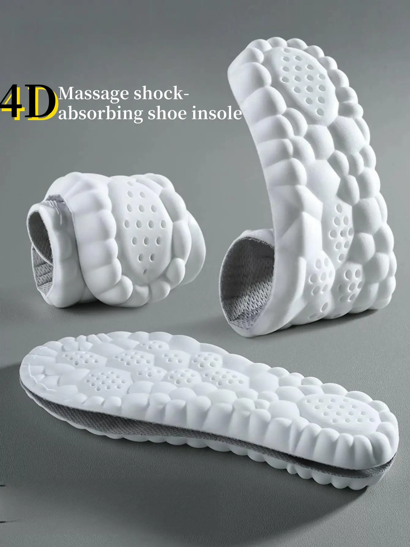 1 쌍 소프트 4D 마사지 아치 지원 Insoles 라텍스 스포츠 패드 러닝 바구니 신발 단독 정형 삽입물 남여