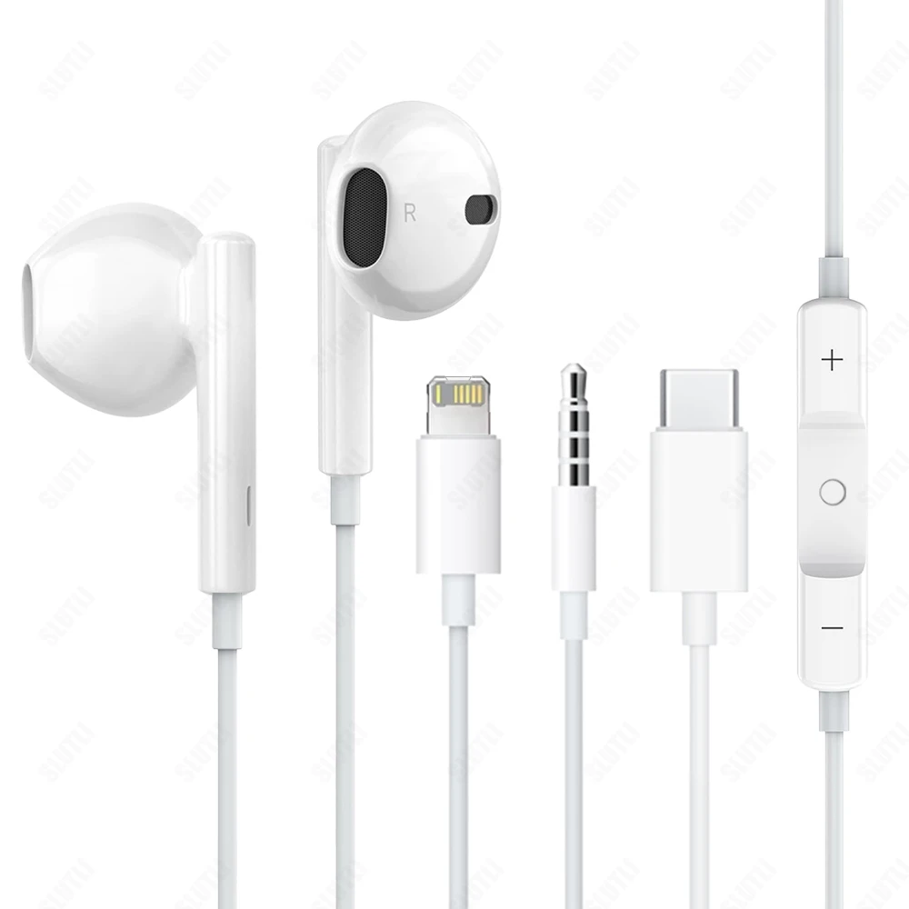 Apple iPhone 16 15 14 13 Pro Max 용 기존 헤드폰 Samsung Xiaomi 용 Lightning USB-C 3.5mm 이어 버드 용 유선 이어폰