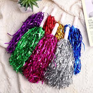 어린이를위한 14pcs 치어 리더 Pom Poms 성인 비 페이딩 금속 스 트리머 Pompoms 치어 리더 손 꽃 춤 팀 스포츠