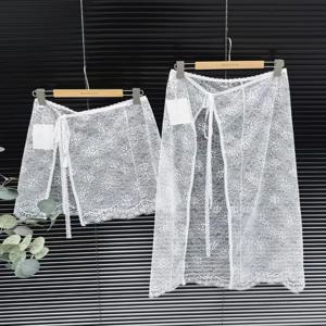 라플린 스커트 A라인 중간 길이 자연 허리 라플린 레이스 네트 반신 겹치기 태양 꽃 스커트 하이 웨이스트 스커트