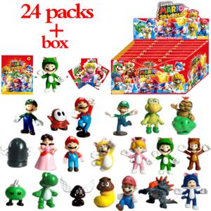 2-24pcs 애니메이션 슈퍼 마리오 그림 블라인드 박스 액션 입상 인형 키트 컬렉션 PVC 모델 장난감 어린이 생일 크리스마스 선물