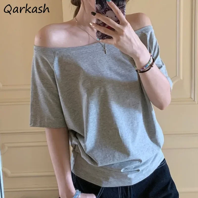 여성용 단색 여름 티셔츠, 캐주얼 클린핏 반팔, 올매치, 젊은 소녀 스트리트웨어, Y2k 탑, 미적 의류, 인스