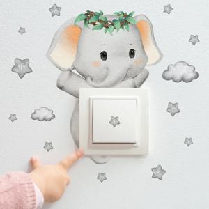 만화 클라우드 스위치 스티커, 곰 기린 코끼리 벽 스티커, 거실 장식 스티커, 어린이 방 장식