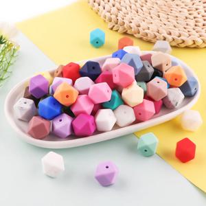 Sunrony 10Pcs 14mm 육각형 실리콘 비즈 구슬 쥬얼리 만들기 DIY 목걸이 팔찌 키 체인 수제 액세서리