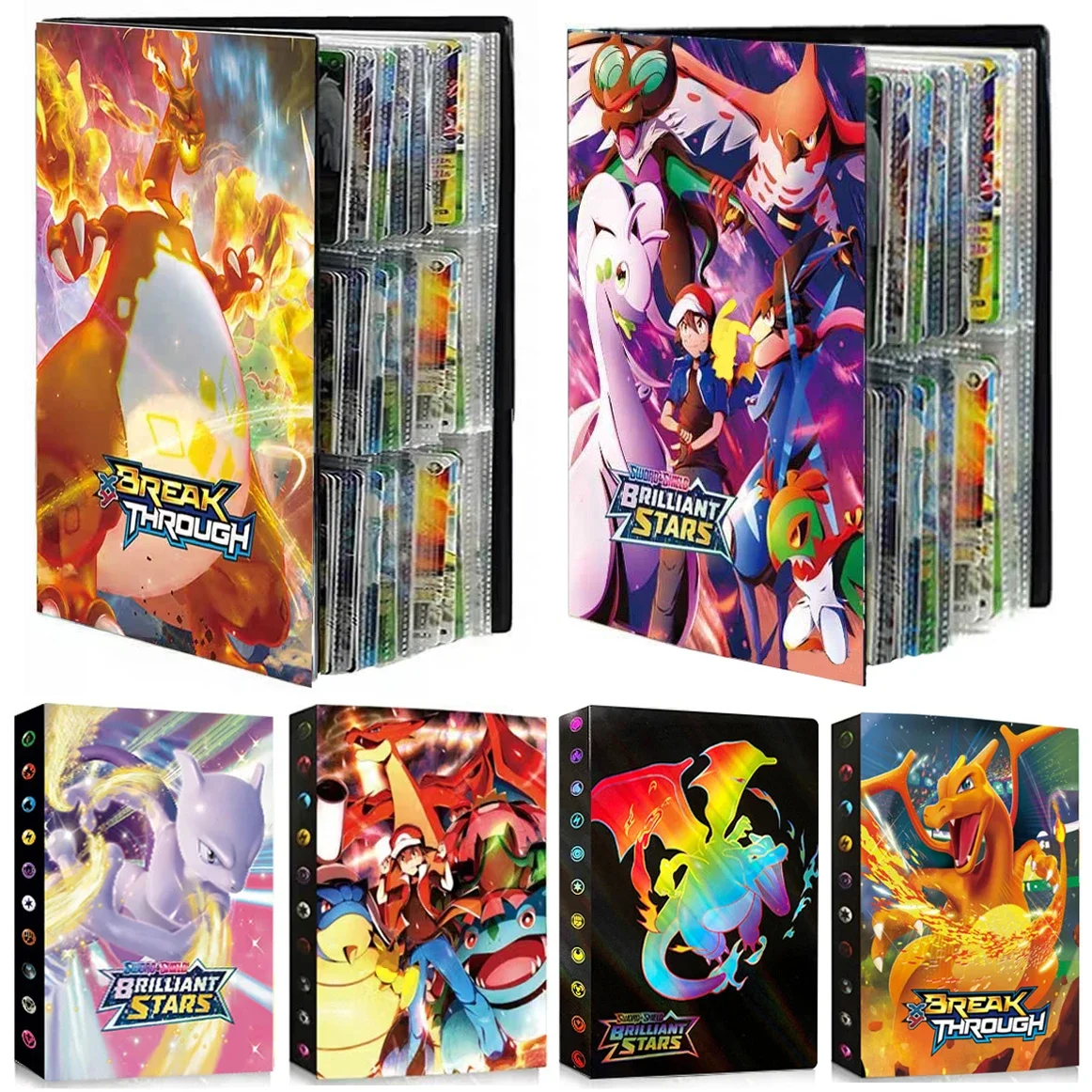 만화 앨범 432/240PCS 카드 책 수호자 Gengar Charmander지도 편지 홀더 바인더 만화 VMAX GX 게임 컬렉션 폴더