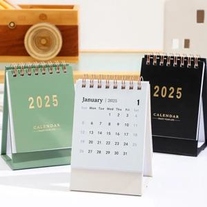 책상 용 작은 달력 2025 미니 간단한 작은 책상 달력 포켓 휴대용 달력 펀치 계획 데스크탑 장식 달력