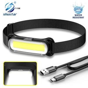USB 충전식 LED 전조등 3 가지 모드 낚시 캠핑 랜턴 방수 미니 헤드 라이트 휴대용 투광 조명 COB 헤드 토치
