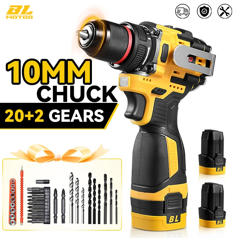 10MM 80NM 전기 드릴 세트 20+2 토크 브러시리스 전기 스크루드라이버 드릴 Makita 18V 배터리용 드릴링 머신 충전
