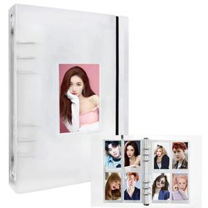 A5 바인더 포토 카드 앨범 6 링 Kpop 포토 카드 바인더 Kpop 포토 카드 홀더 Kpop 포토 카드 한국어 스티커가있는 책 슬리브