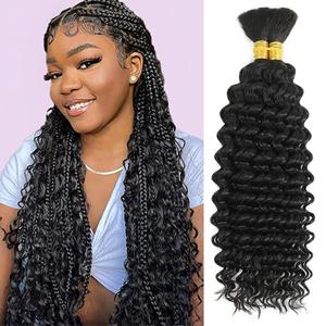 Boho Braids를 위한 인간의 머리카락 땋기 인간의 머리카락 땋기 머리 100g Knotless 12A 딥 웨이브 벌크 헤어를 위한 곱슬 Boho 머리