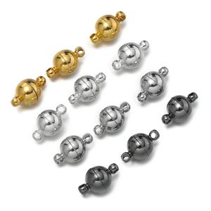 10 짝/몫 6/8/10mm 라운드 마그네틱 커넥터 Clasps 자석 매력 DIY 쥬얼리에 대 한 엔드 캡 커플 팔찌 목걸이 만들기