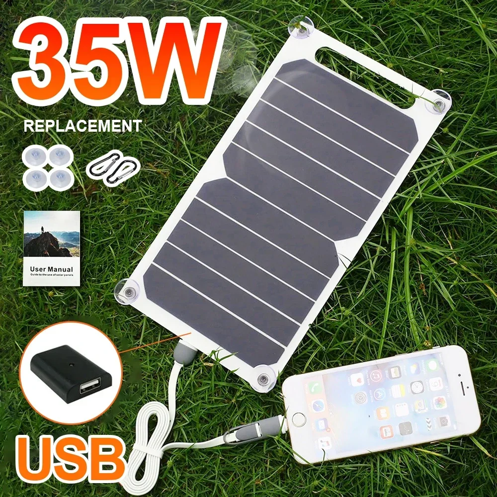 35W Sunpower 휴대용 태양 전지 패널 5V 태양 광 플레이트 WithUSB 안전 안정화 충전기 ForPower Bank 전화 야외 캠핑 홈 RV 선물