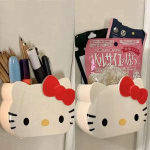 헬로 키티 산리오 테이블 주최자 벽 선반 귀여운 Kt 고양이 편지지 보관함 교수형 잡화 보관함 펀치 프리