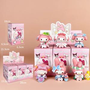 Sanrio 마이 멜로디 티 파티 블라인드 박스 조수 놀이 디스플레이 조각 멜로디 넥타이 귀여운 데스크탑 핸드 선물 장식 컬렉션