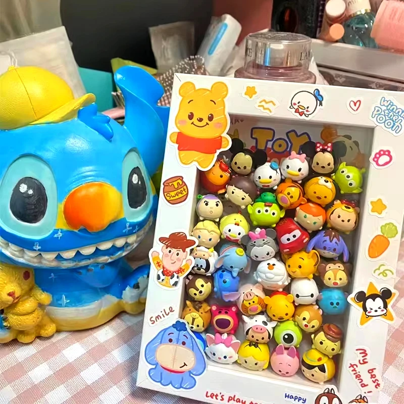 정품 디즈니 14pcs Tsum 미니 콩 그림 Kawaii Rebelle 인형 대량 귀여운 인형 미키 미니 시리즈 선물 어린이 장난감