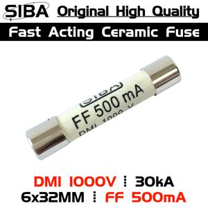 5PCS 새로운 오리지널 SIBA DMI 퓨즈 FF 500mA 1000V 30kA Fluke F15B F17B F18B 용 고속 블로우 고속 작동 세라믹 퓨즈 튜브 6.3x32MM