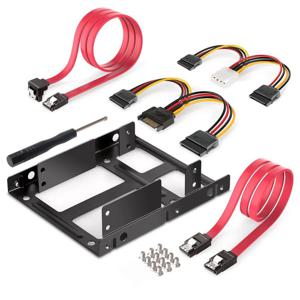 XT-XINTE 2.5인치 ~ 3.5인치 2베이 외장형 HDD SSD 브래킷 금속 장착 키트 어댑터 지원(SATA 데이터 전원 케이블 세트 포함)