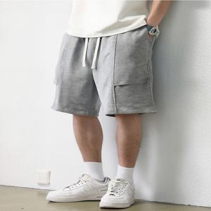 여름 남성 니트 캐주얼 반바지 통기성 코튼 Drawstring 허리 루즈 피트 스포츠 반바지 남성 운동 체육관 땀 짧은 바지