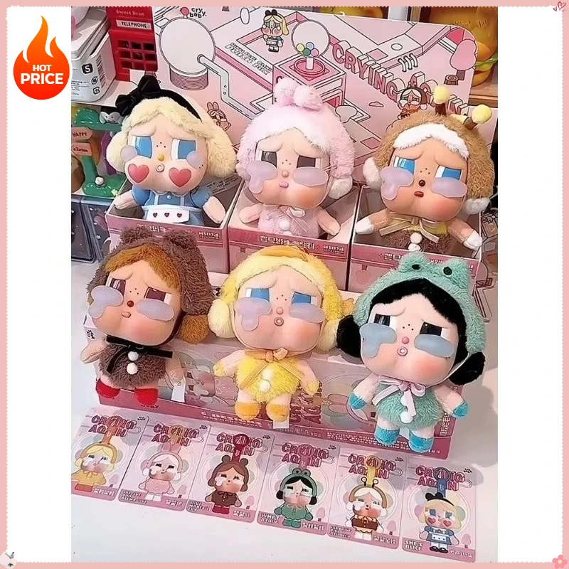 미스터리 블라인드 박스 피규어의 새로운 기능 Crybaby Crying Again 시리즈 귀여운 비닐 인형 장난감 Crybaby 동물 펜던트 키 체인 인형 선물