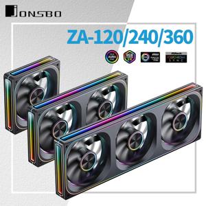 Jonsbo ZA-120/240/360 케이스 팬 12V 4PIN PWM 5V 3PIN ARGB 12cm 통합 데스크탑 컴퓨터 섀시 CPU 워터 라디에이터 냉각 팬