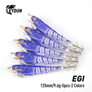 LEYDUN 빛나는 오징어 지그 나무 새우 Egi 보라색 심해 오징어 Hanchi Egi 5 개/대 낚시 미끼 바닷물 미끼