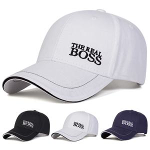 남녀공용 리얼 보스 레터 자수 야구 모자, 용수철 및 가을 야외 조절 가능한 캐주얼 모자, 힙합 모자, 자외선 차단 모자