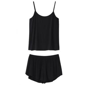 여성 캐주얼 여성 여름 잠옷 세트 섹시한 Nightwear 여성 캐미솔 반바지 Nightclothes 스트랩 블랙 L Xl Xxl 부드럽고 부드러운