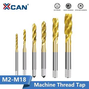 XCAN HSS 강철 나사 탭 티타늄 코팅 나선형 미터 나사 탭 M2-M18 기계 플러그 탭 HSS6542 스레딩 도구 탭 드릴 비트
