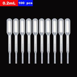 100pc 과학 의료 미생물학 실험 졸업 열 0.2ml 투명 피펫 일회용 안전 플라스틱 Dropper