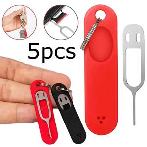 5/1PCS SIM 카드 제거 바늘 핀 및 분실 방지 트레이 매력 키 체인 분할 링 전화 SIM 카드 보관 케이스 이젝터 도구 바늘