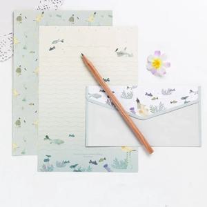9pcs 봉투 세트 편지 용 봉투 엽서 결혼식 파티 초대장 커버 편지 종이 패드 한국어 편지지 사무실
