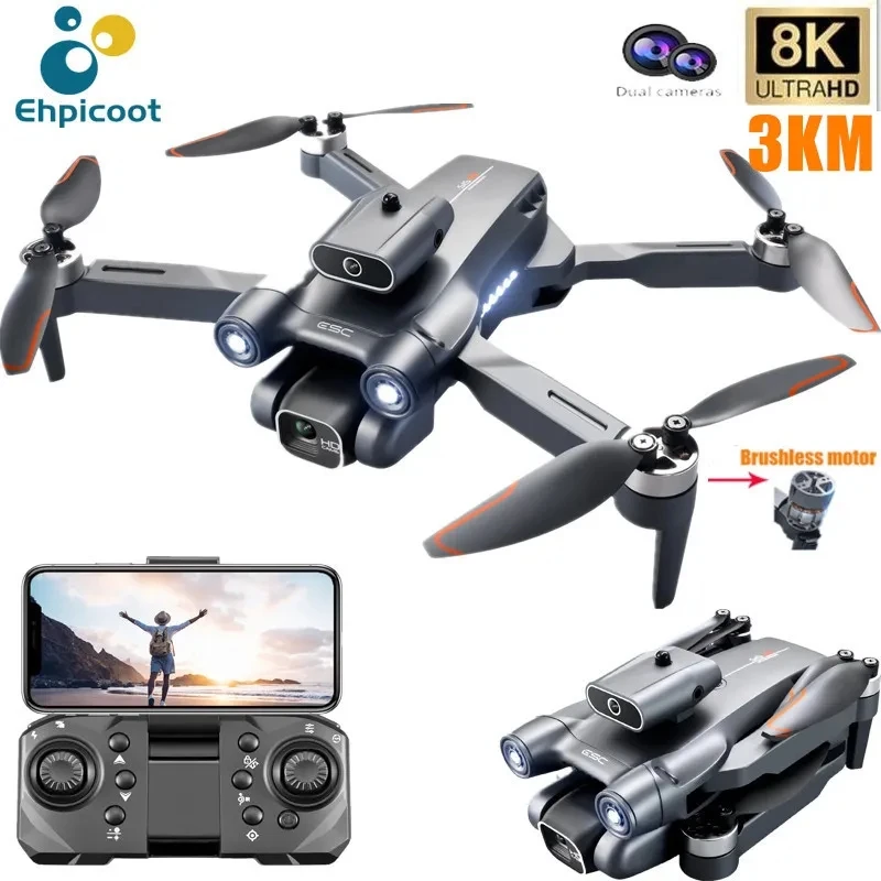 새로운 S1S 미니 드론 카메라 8K 전문 브러시리스 모터 Dron 장애물 회피 HD 듀얼 카메라 Foldable Quadcopter Toys