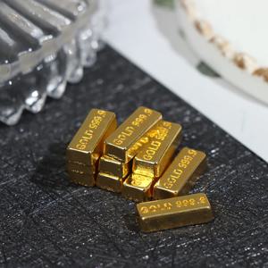 10pcs 1:12 인형 집 미니어처 골드 바 구리 동전 모델 장난감 시뮬레이션 장식 액세서리