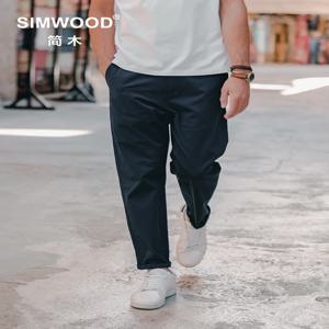 SIMWOOD 2024 가을 새로운 편안한 테이퍼 치노 바지 남성 250gsm 패브릭 클래식 바지
