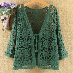 섹시 할로우 레이스 선 스크린 카디건 스웨터 여성 와이드 느슨한 에어컨 니트 스웨터 얇은 섹션 여성 봄 가을