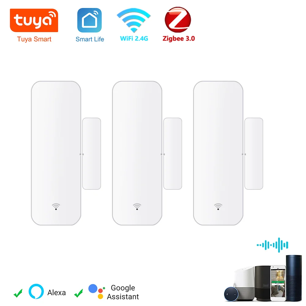 Tuya WiFi Zigbee 도어 센서 접촉 센서 개방형 폐쇄 감지기 스마트 홈 알람 보안 보호 Aleax Smart Life와 함께 작동