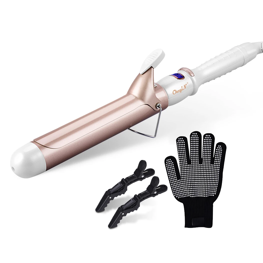 CkeyiN 32mm 38mm 여성용 전기 헤어 컬러 전문 세라믹 컬링 철 조절 가능한 온도 헤어 스타일링 도구