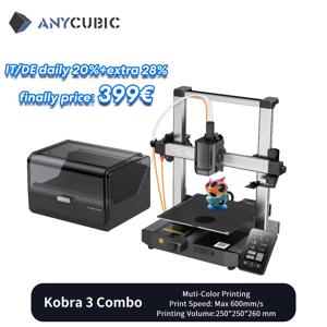 ANYCUBIC Kobra 3 콤보 멀티 컬러 FDM 3D 프린터, 최대 600 mm/s 인쇄 속도, 빌드 사이즈 250mm x 250mm x 260mm, 4-8 컬러 인쇄