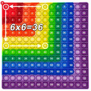 다채로운 12x12 곱셈 푸시 버블 Fidget 팝 장난감, 시간 테이블 수학 교육 자료 어린이를위한 교육 장난감 선물