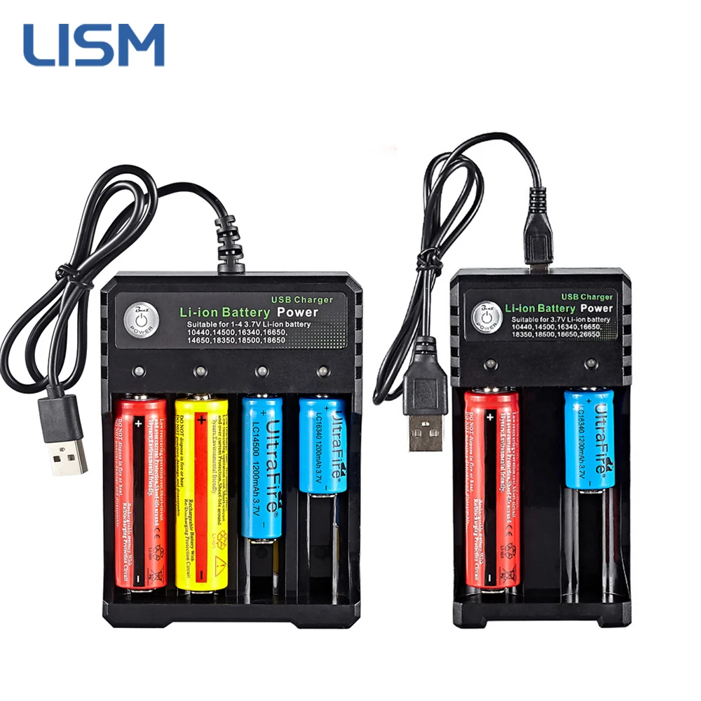 18650 배터리 충전기 1 2 4 슬롯 AC 110V 220V 18650 10440 14500 16340 16650 14650 3.7V 충전식 리튬 배터리 충전기