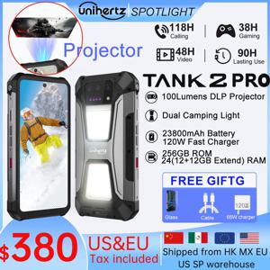 Unihertz Tank 2 PRO 8849 Rugged phones with Projector 2.4K 23800 mAh 24GB+512GB Android 14 100MP NFC 120W G99 Octa Core Dual SIM