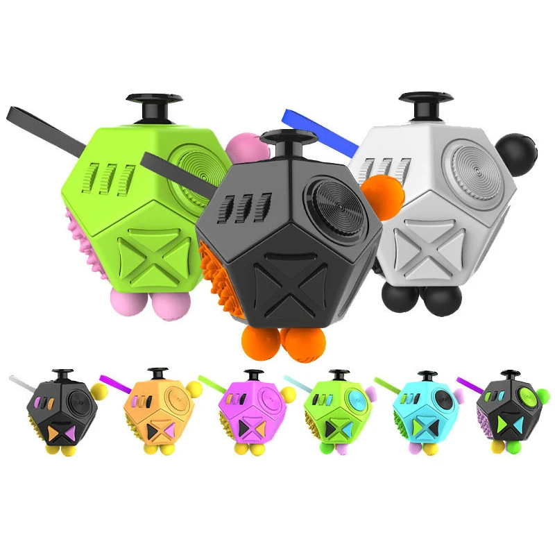 12면 Fidget Cube 감각 장난감은 스트레스와 불안을 완화합니다. ADHD ADD OCD 자폐증이 있는 어린이와 성인을 위한 항우울증 큐브