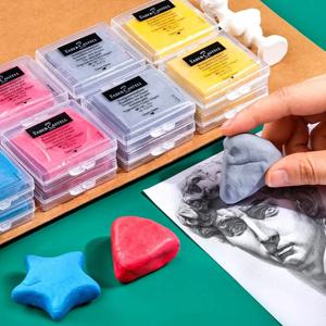 Faber-Castell 드로잉 아트 교정용 반죽 지우개, 연탄 연필 및 파스텔 아티스트 작품, 회색 상자 1개