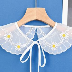 여성용 레이스 칼라 패션 레이스 업 숄, 오간자 자수 분리형 셔츠, 원피스 블라우스 장식, 신상 의류 액세서리